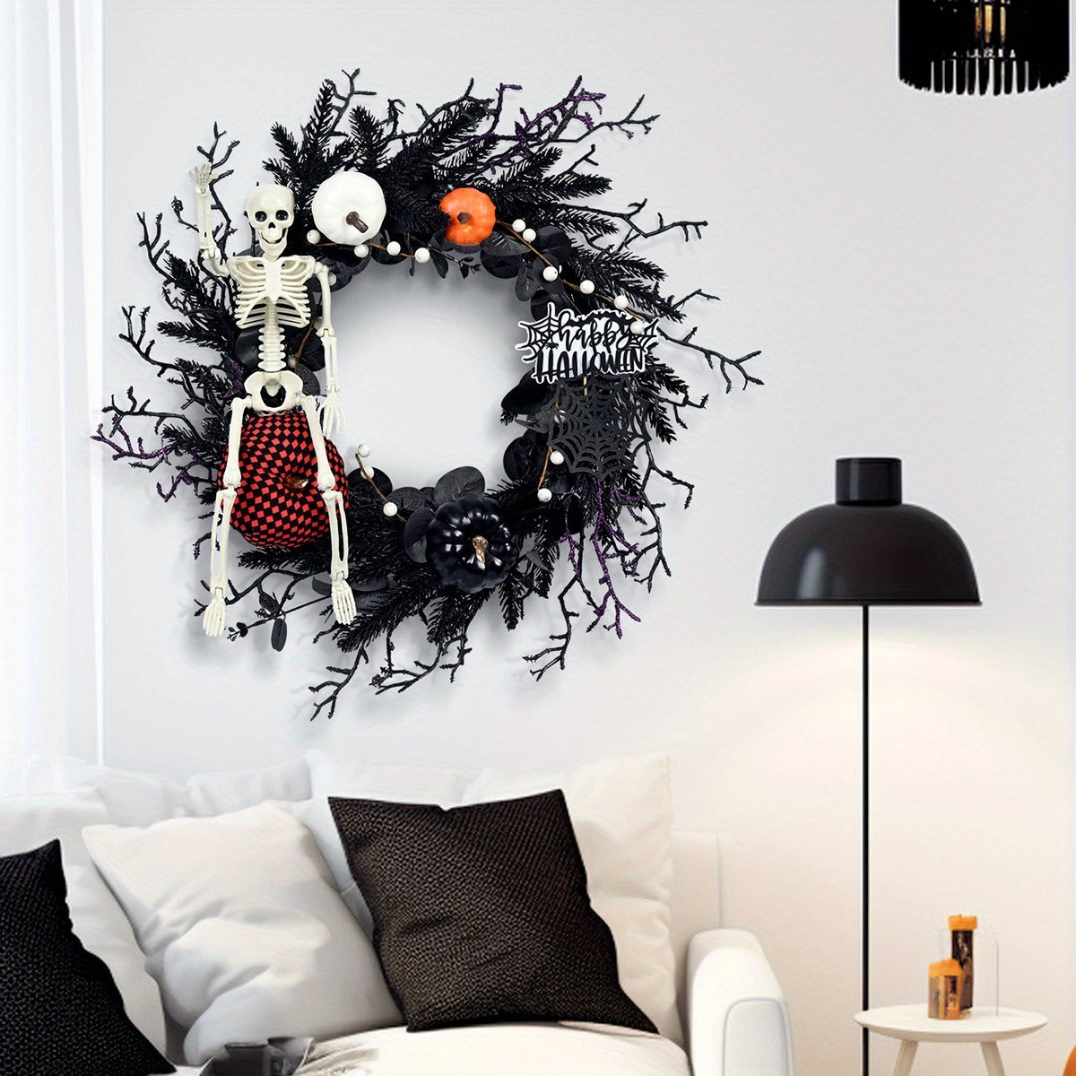 Halloween Wreath Decoration Skeleton