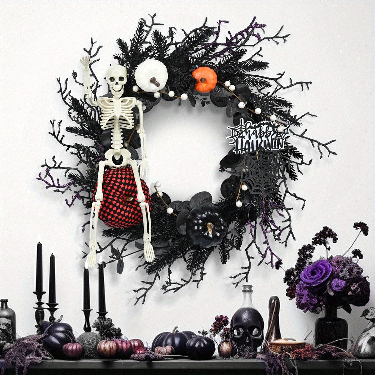 Halloween Wreath Decoration Skeleton